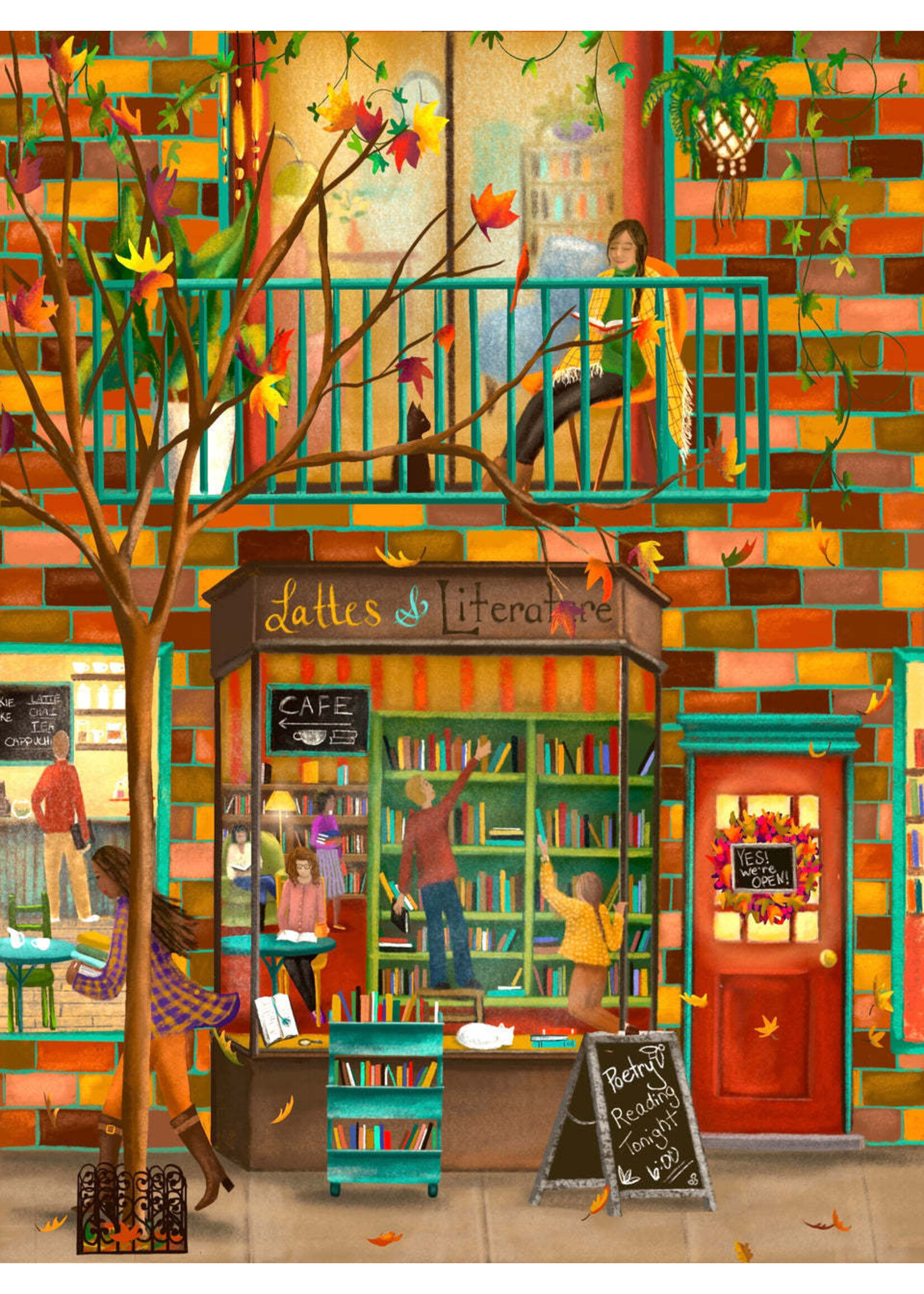 Artifact Puzzles Christine Rotolo "Lattes And Literature" Artifact Wooden Jigsaw Puzzle