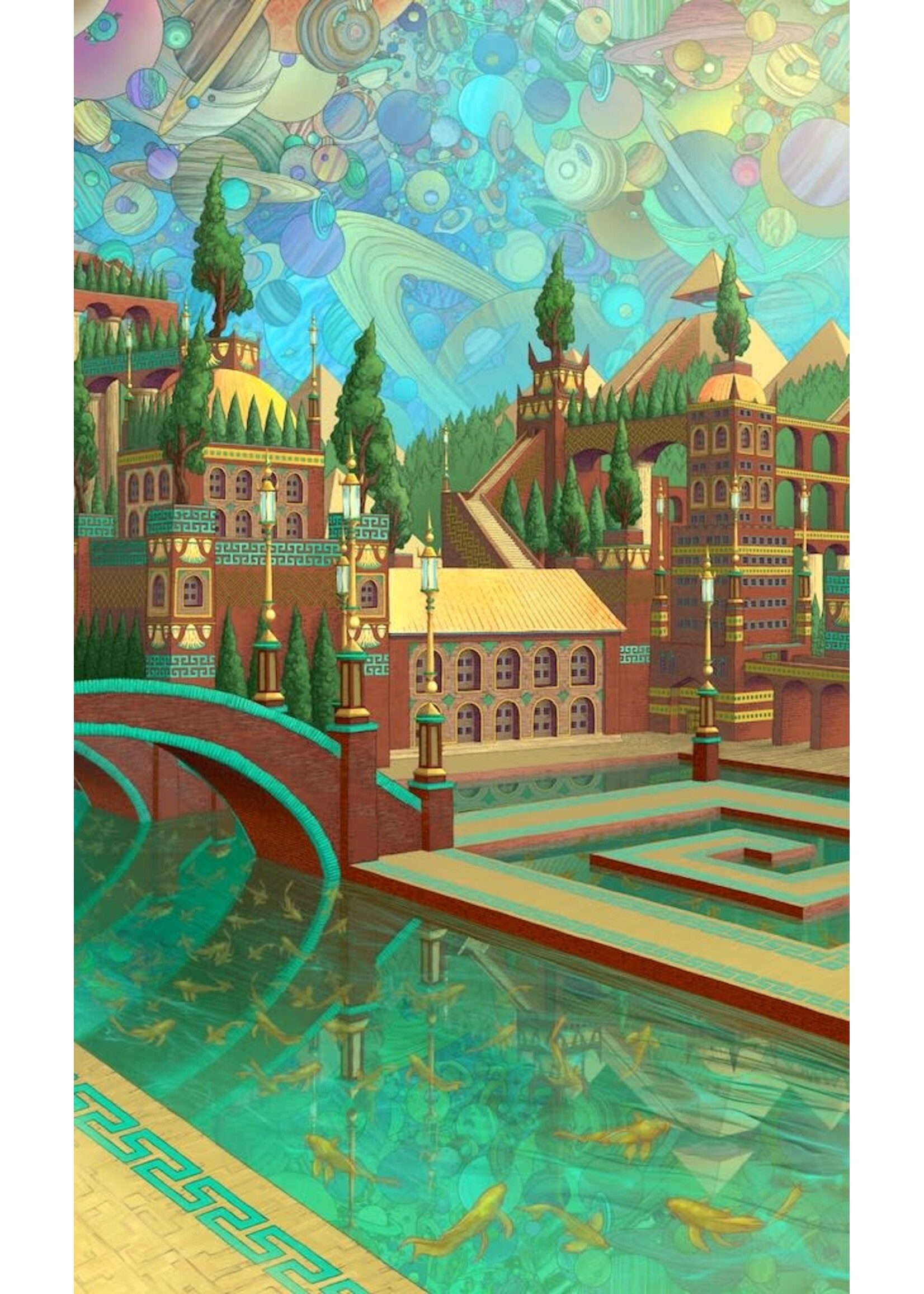 Artifact Puzzles Aaron Wolf "Celestial City" Artifact Wooden Jigsaw Puzzle