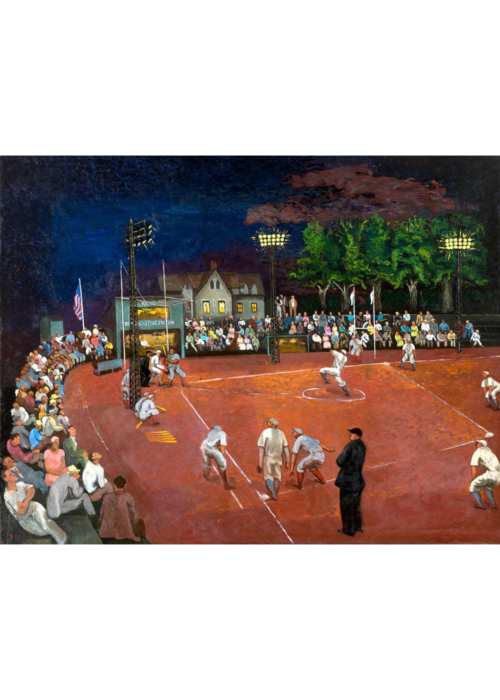 Artifact Puzzles Morris Kantor "Baseball At Night" Artifact Wooden Jigsaw Puzzle