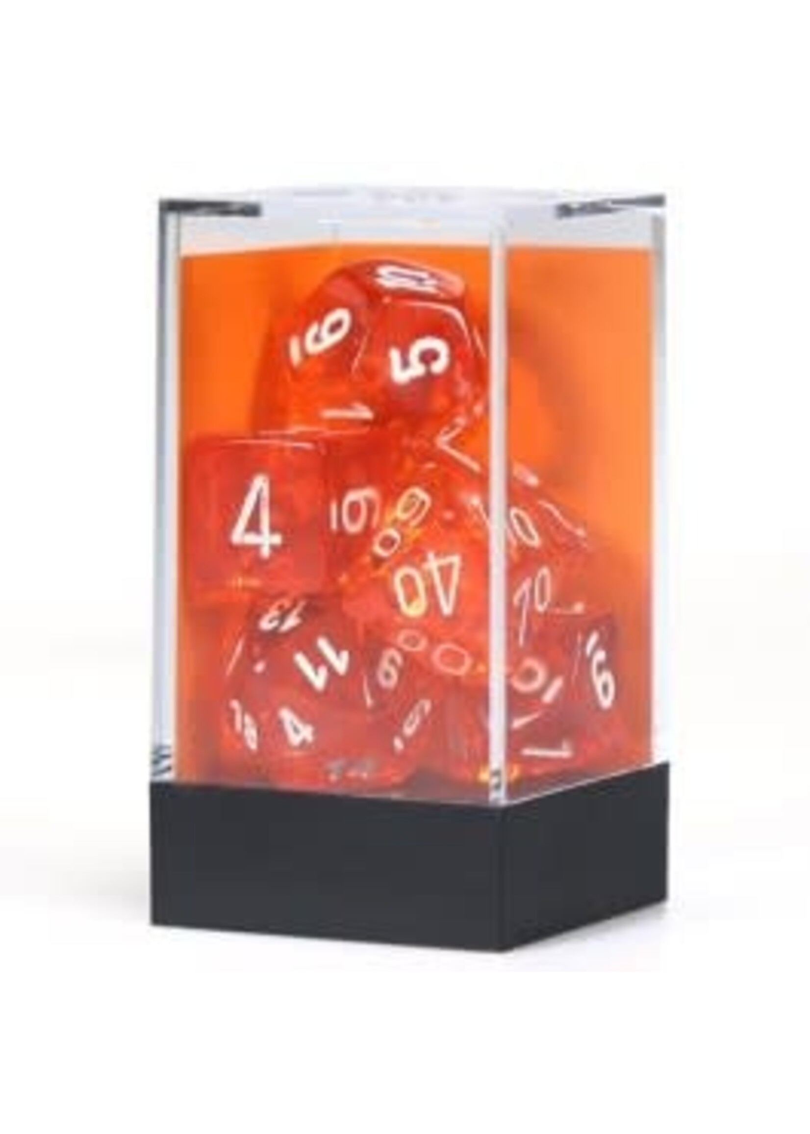 Chessex Chessex: Translucent Poly Orange/White 7-Die Set