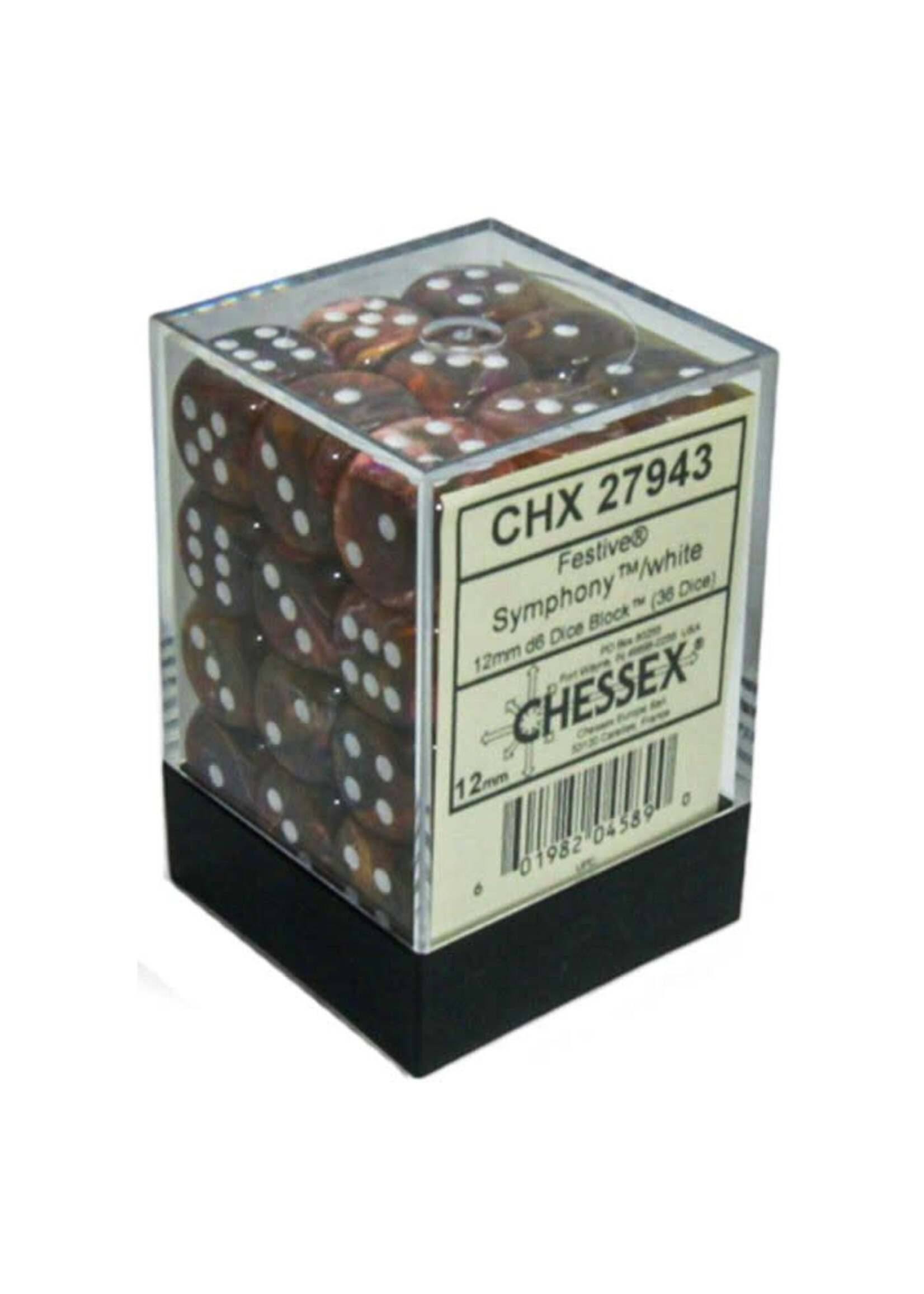Chessex Chessex Festive Symphony/White 12mm D6 Dice Cube (36)