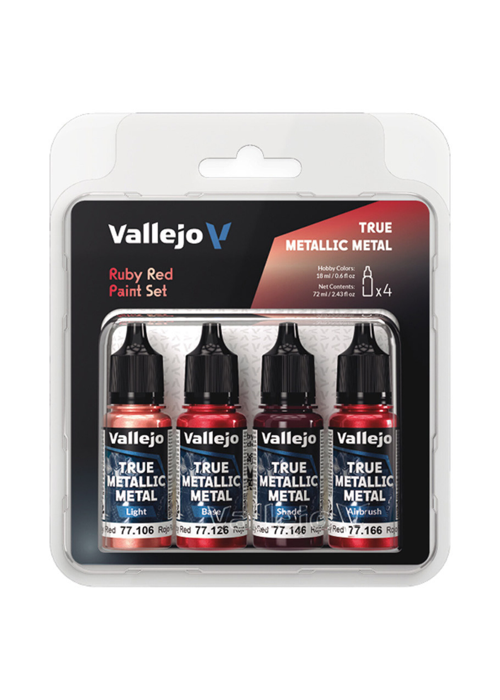 Vallejo Vallejo: True Metallic Metal Paint Set - Ruby Red