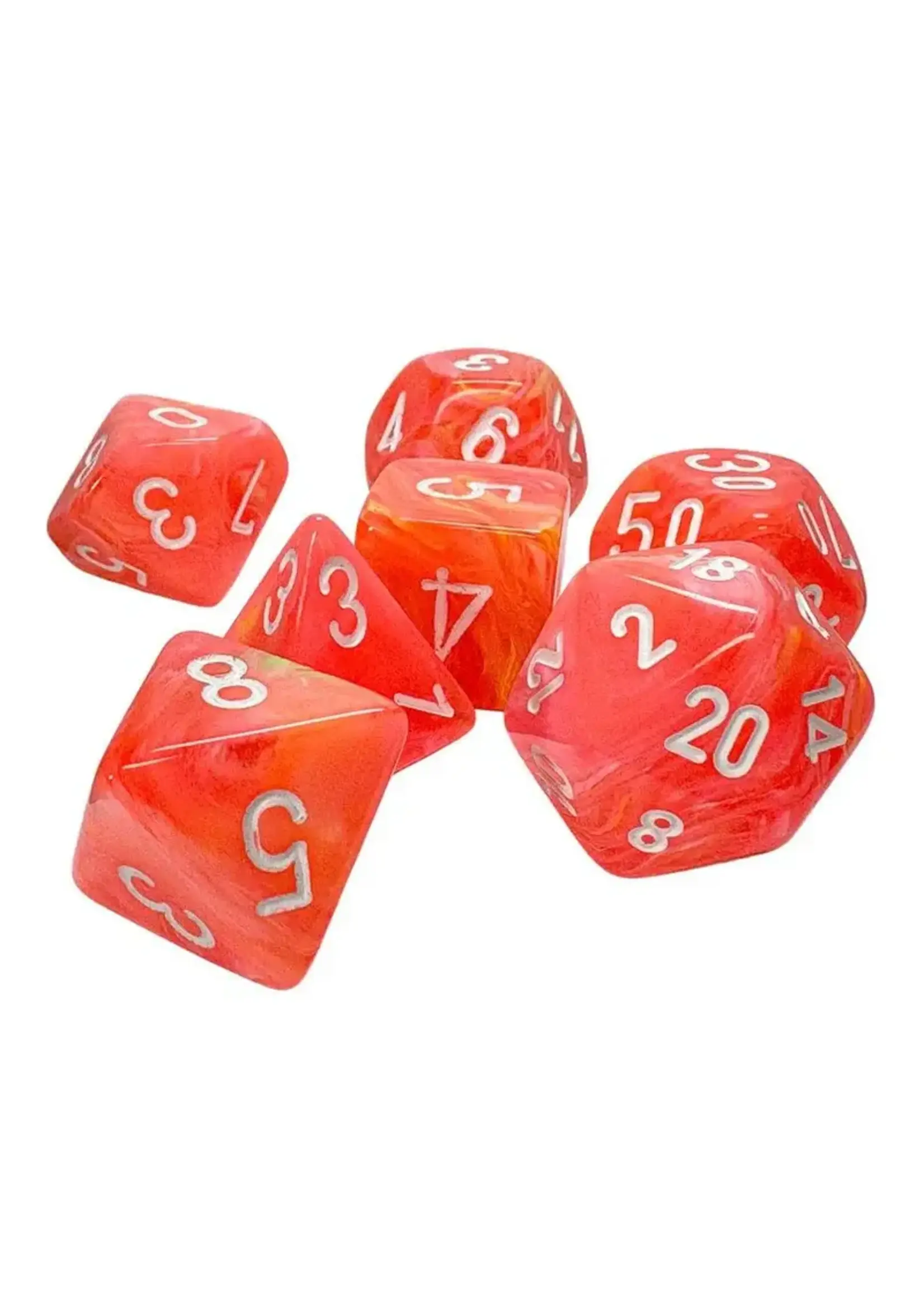 Chessex Chessex Dice 7-Set Mega Hedral: Festive Dahlia/ White
