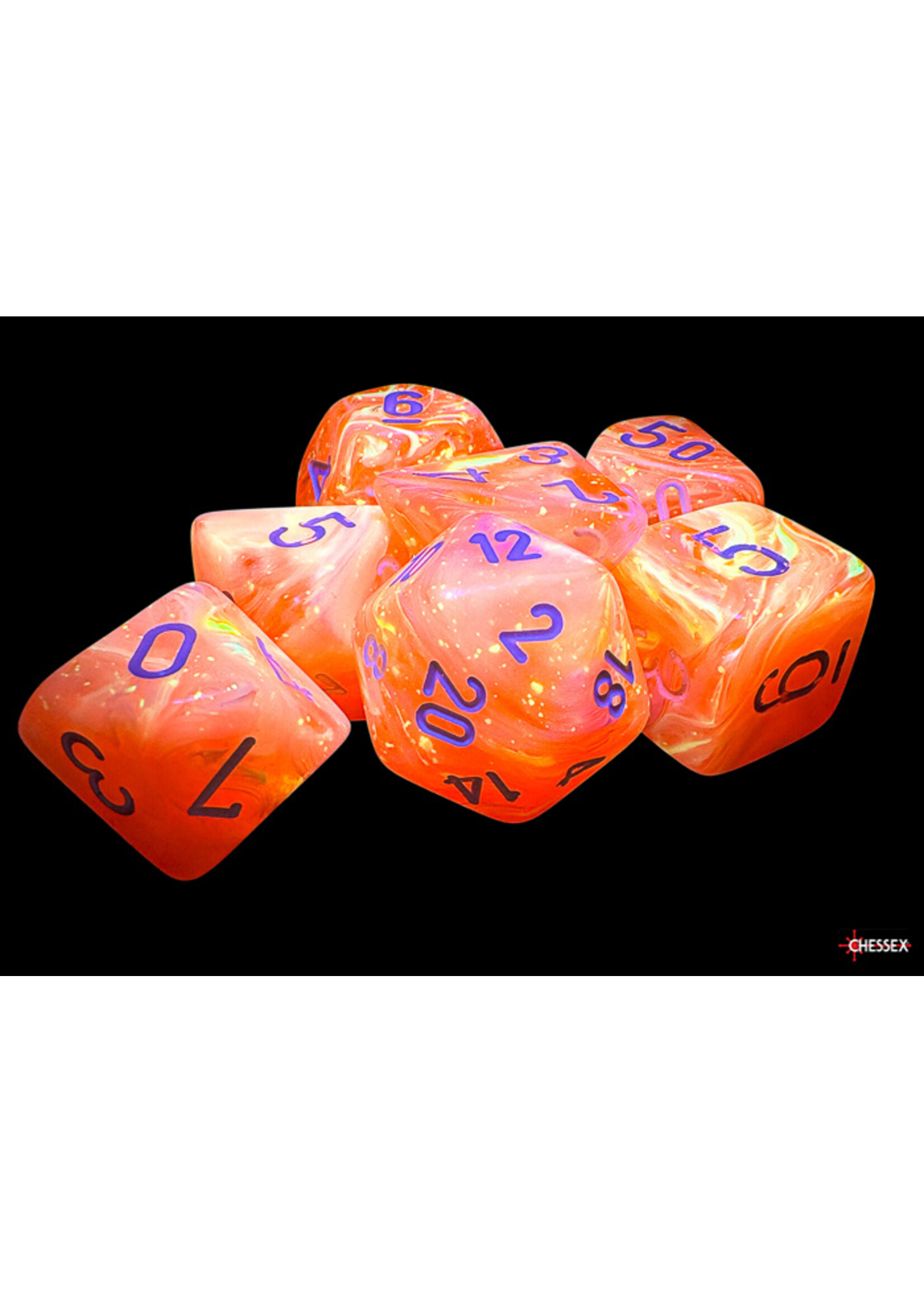 Chessex Chessex Dice 7-Set Mega Hedral: Festive Dahlia/ White