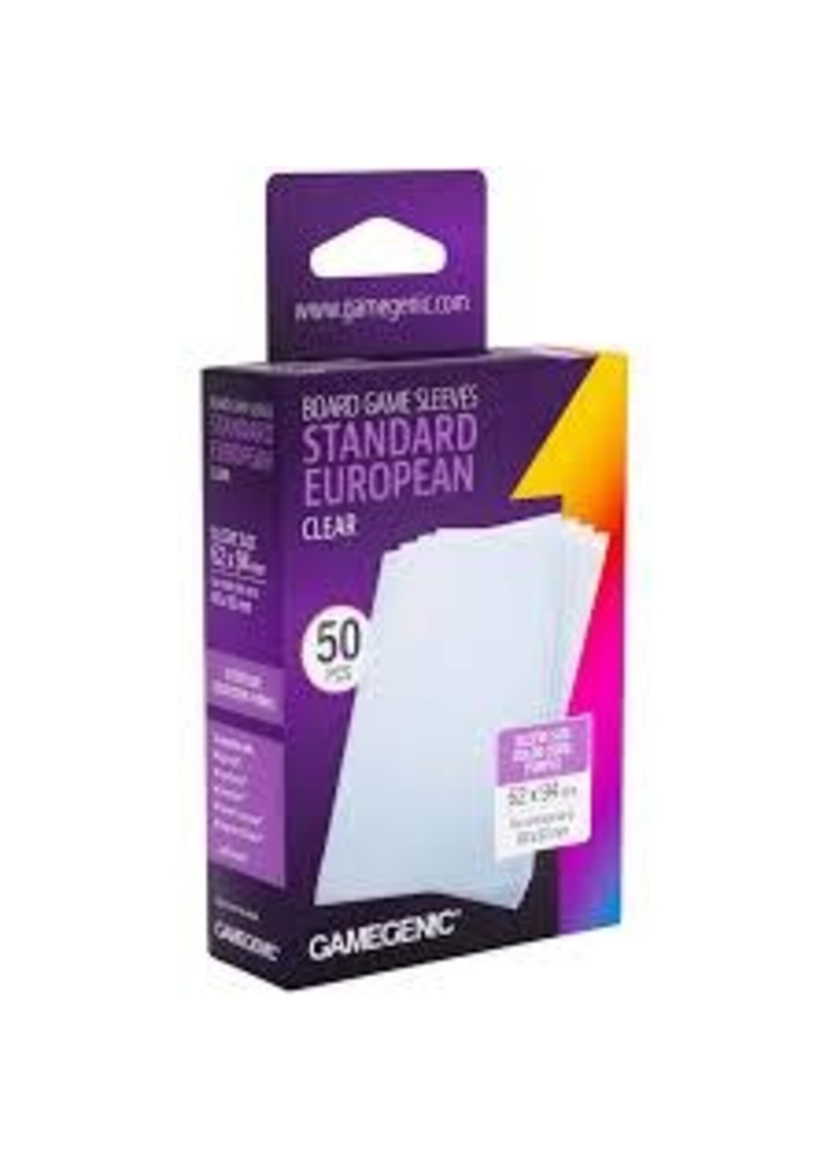Gamegenic Board Game Sleeves - Standard European - Clear (Color Code: Purple)