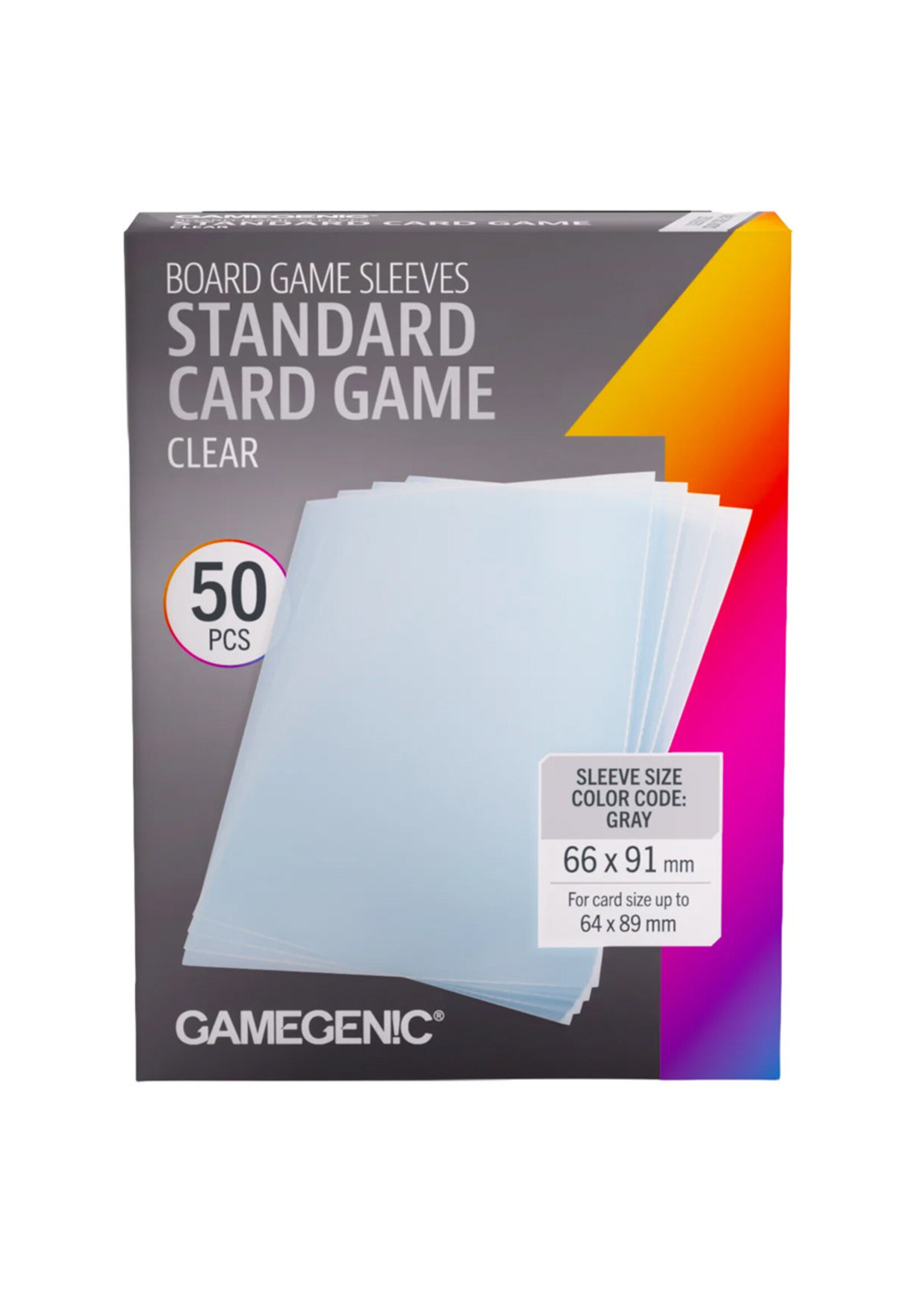 Gamegenic Board Game Sleeves : Standard Card Game- Clear- 50 piece (Color Code: Grey)