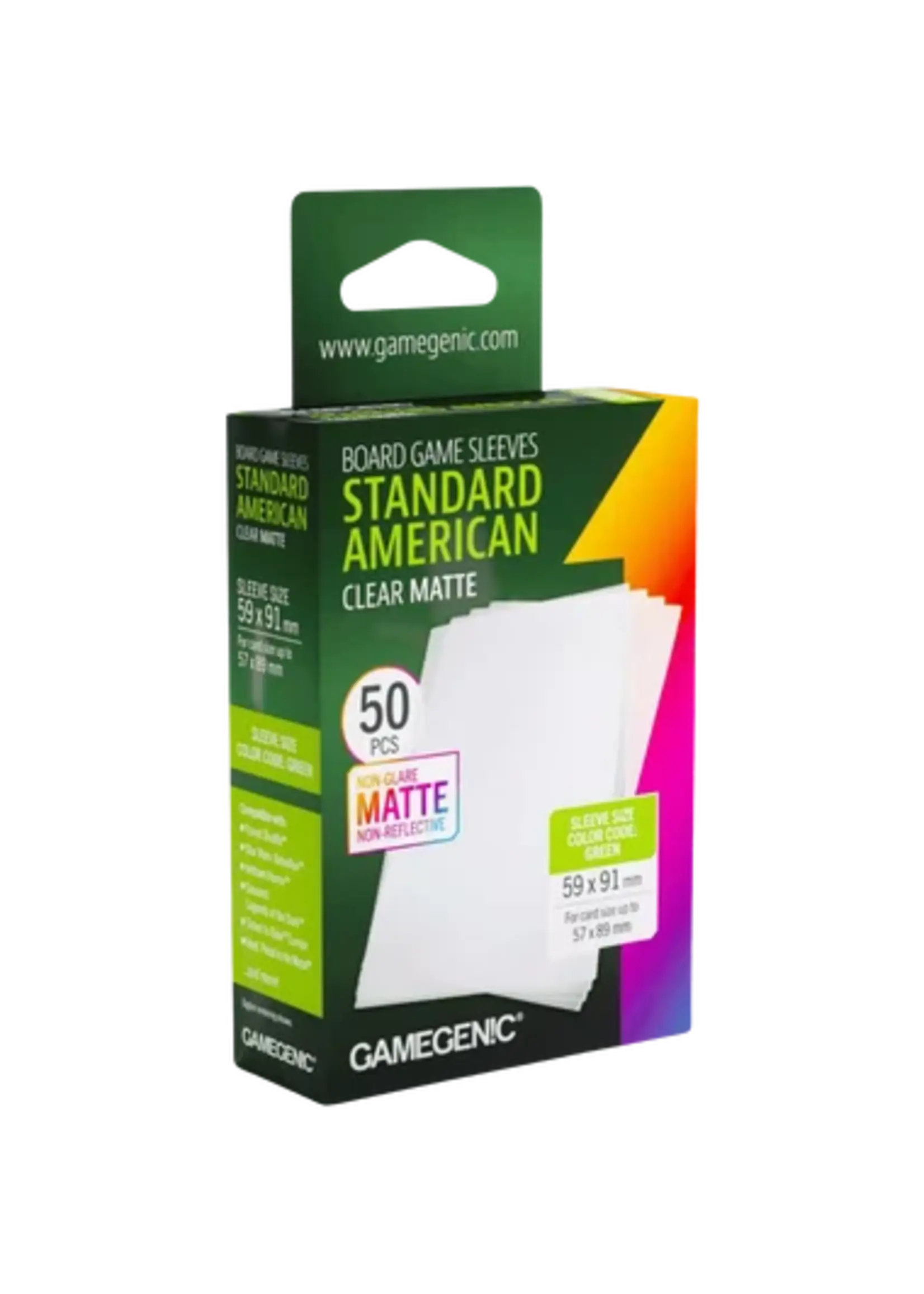 Gamegenic Board Game Sleeves - Standard American - Clear (Color Code: Green)