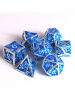 Die Hard Dice 7pc Metal RPG Set - Gravehold Silver w/ Blue