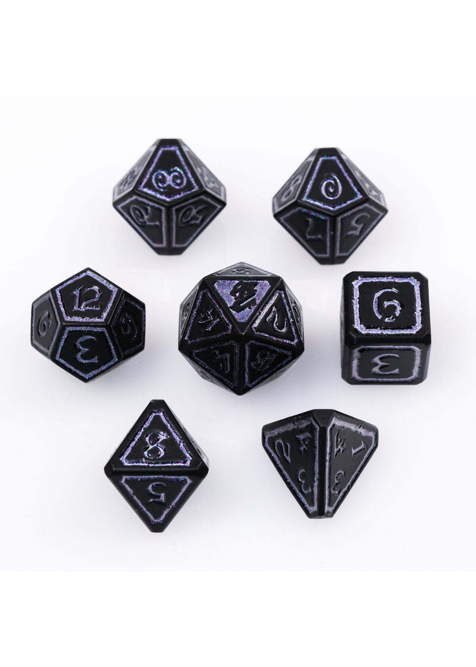 Die Hard Dice 7pc Metal RPG Dice - Mages Guild - Necromancy