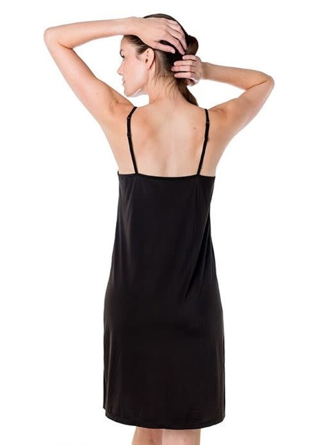 Jupon robe Elita à bretelles spaghettis noir