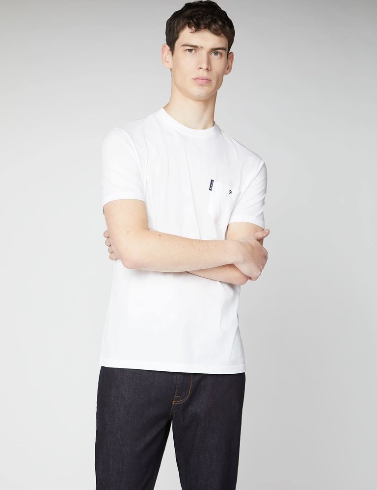 T-shirt Ben Sherman avec poche à bouton pression "cible" blanc