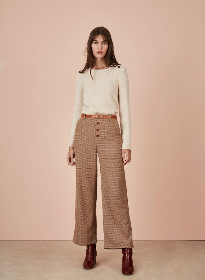 Pantalon Des Petits Hauts Robertino pied-de-poule camel