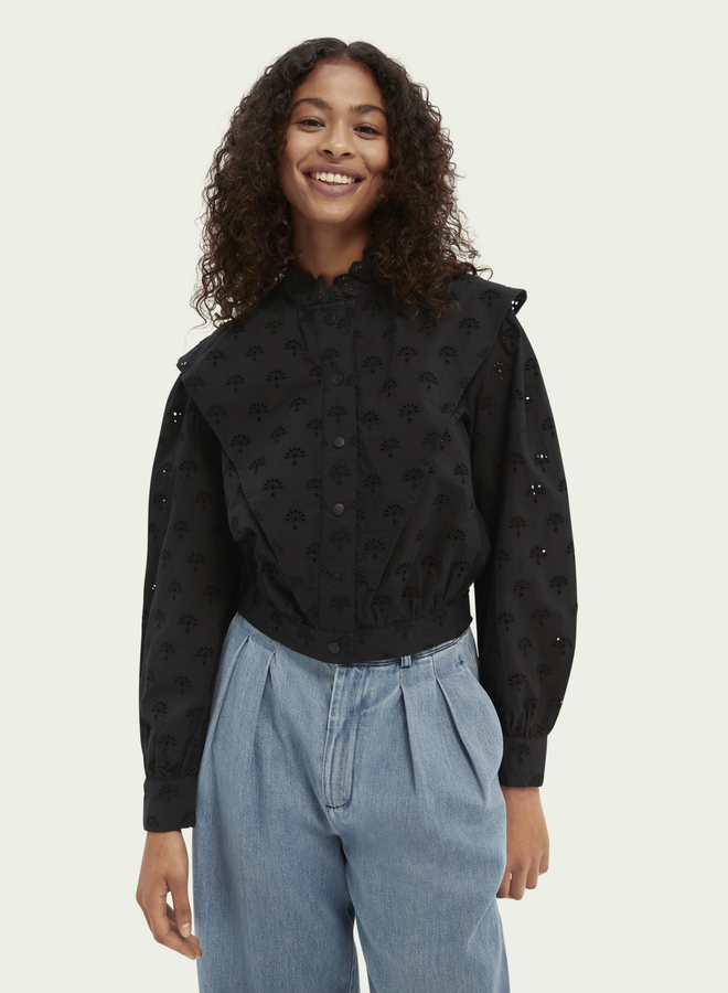 Blouse Scotch & Soda en broderies anglaises noire