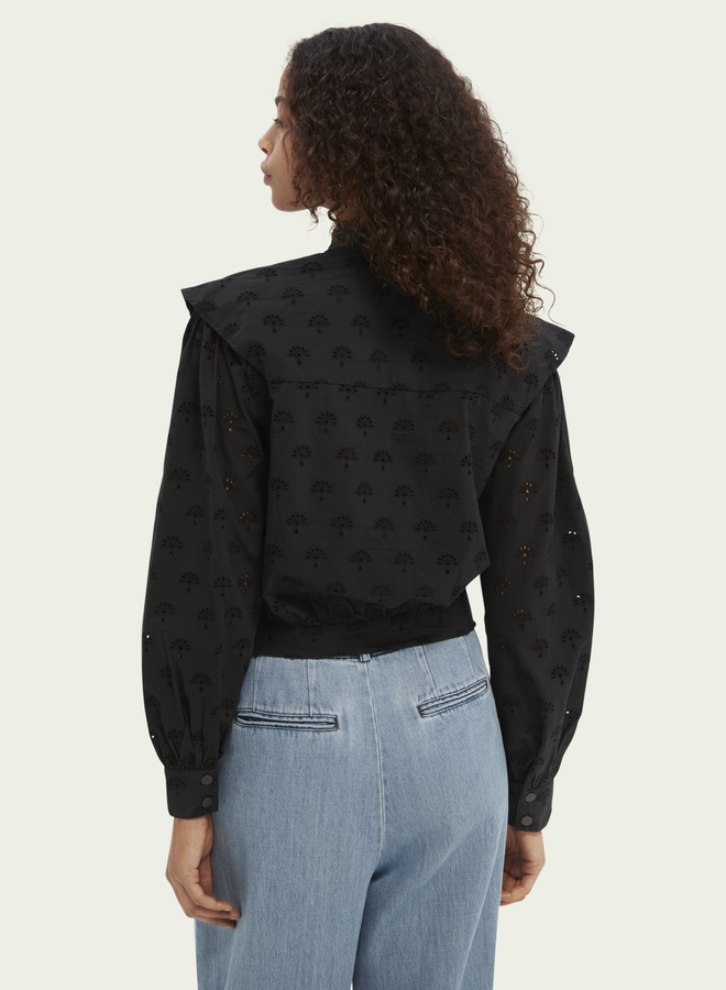 Blouse Scotch & Soda en broderies anglaises noire