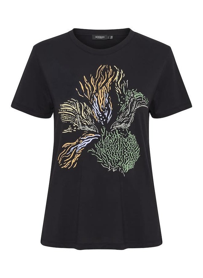 T-shirt Soaked in luxury Jo noir à dessin de coraux