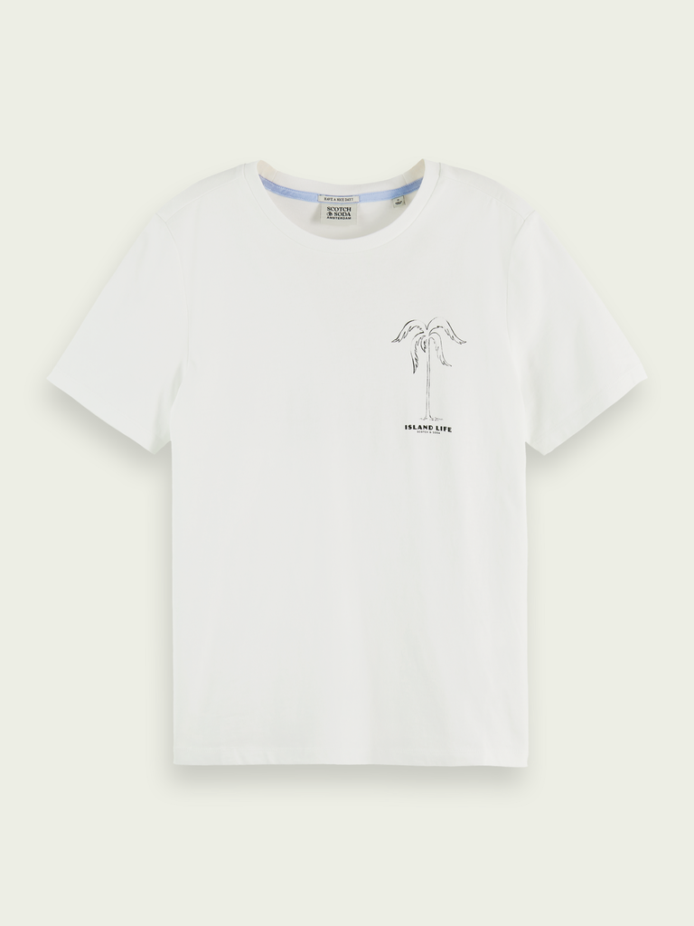 Scotch & Soda Femmes T-shirt Scotch & Soda blanc à dessin de palmier noir