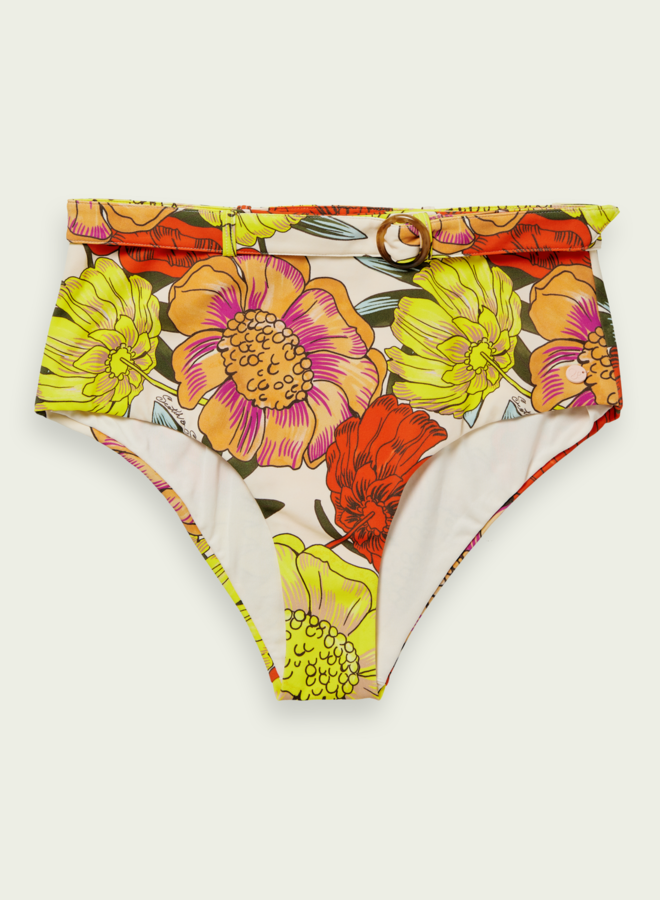 Bikini Scotch & Soda beige fleuri rouge orangé