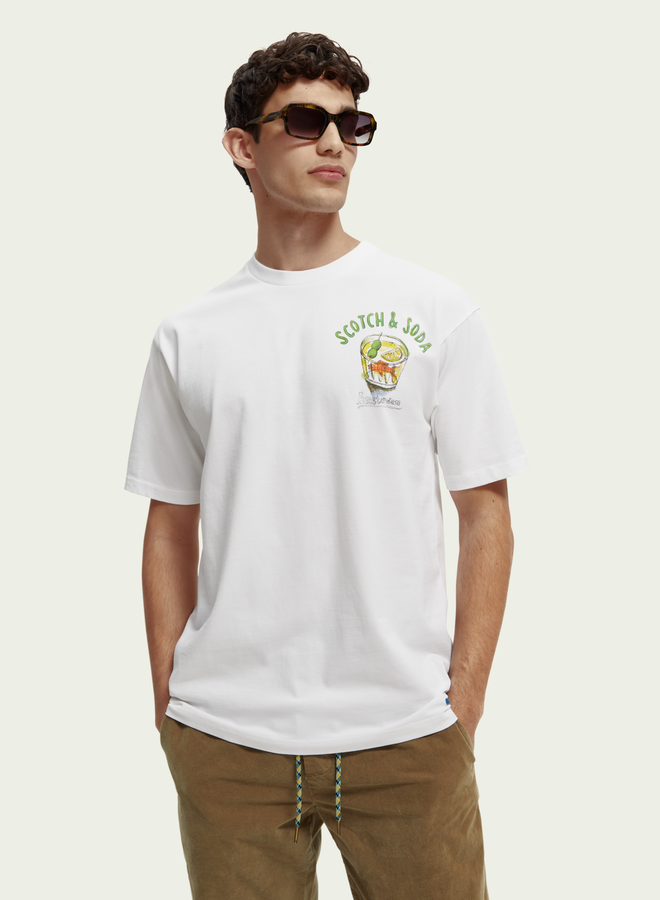 T-shirt Scotch & Soda blanc avec imprimé