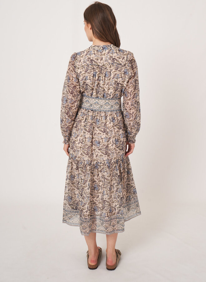 Robe Repeat à motif paisley bleue & vert matcha