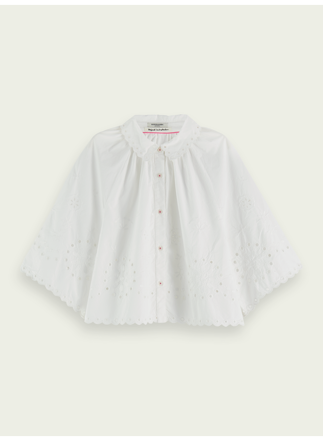 Chemise Scotch & Soda à broderies anglaises blanche