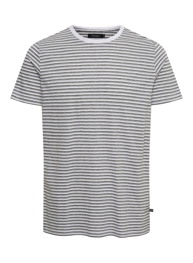T-shirt Matinique Jermane rayé gris charcoal & blanc