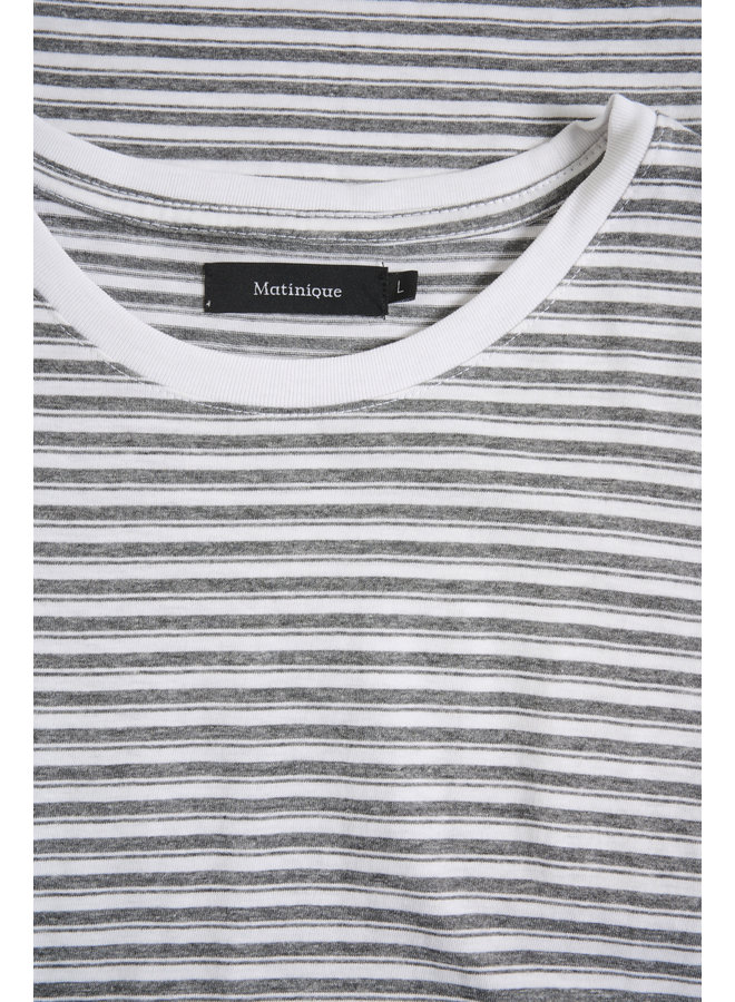 T-shirt Matinique Jermane rayé gris charcoal & blanc
