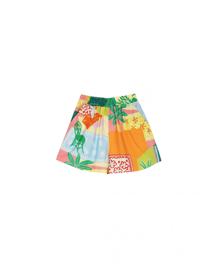 Short Frnch Paris Aloe imprimé vert, orange & jaune