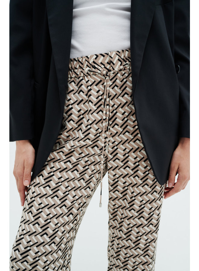 Pantalon InWear Quailey à imprimé brun mocha, blanc cassé & noir