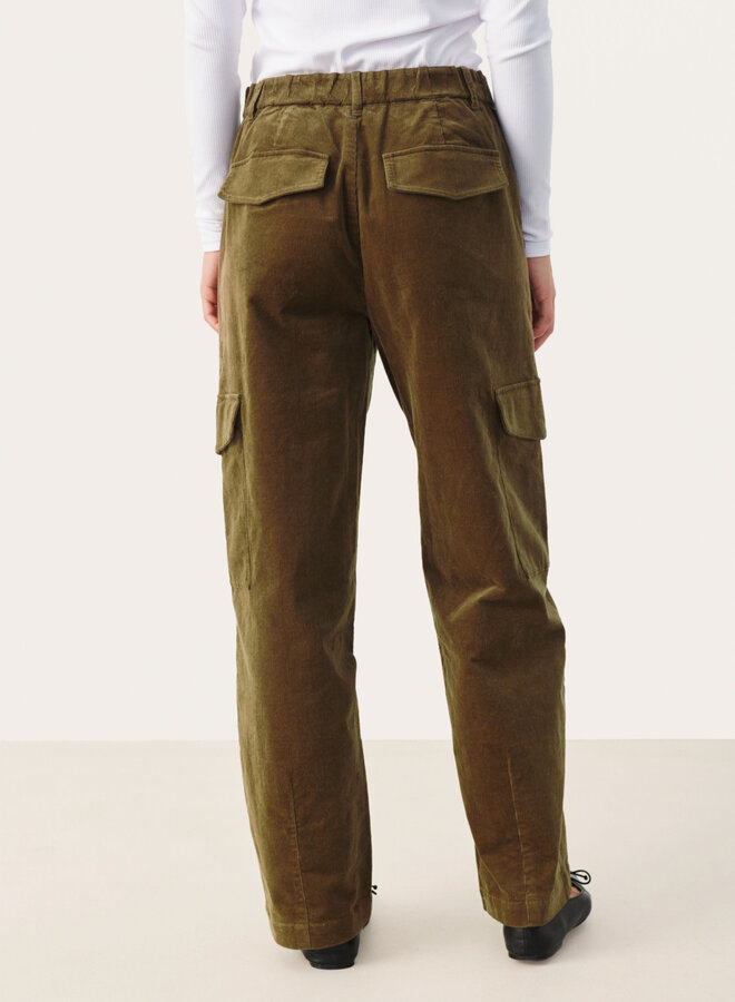 Pantalon Part Two Cyrielle cargo en corduroy vert olive