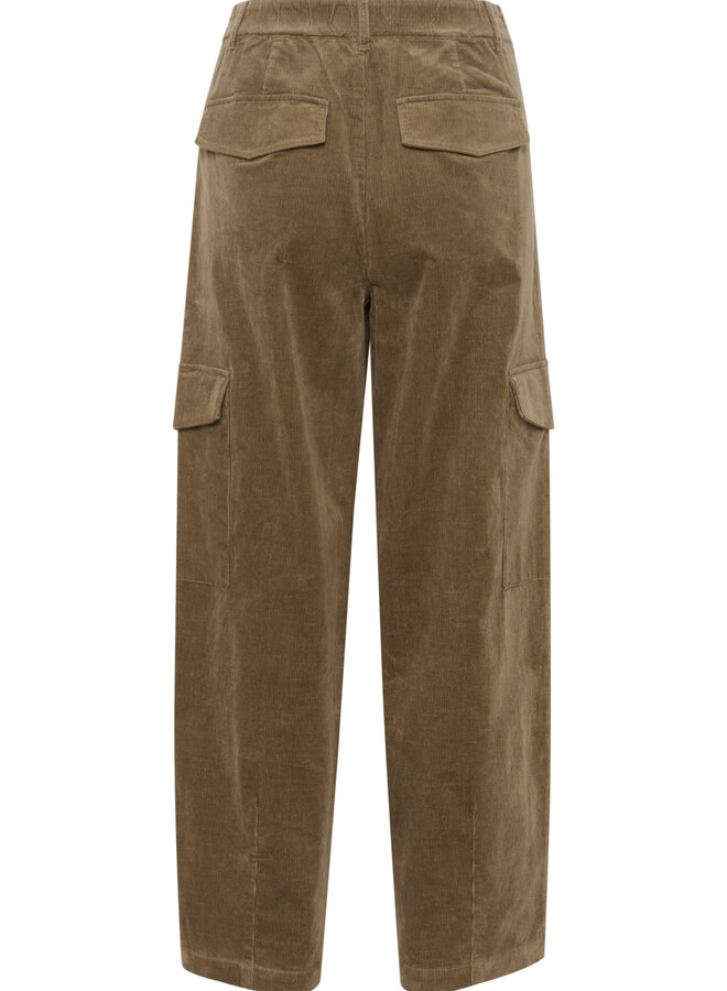 Pantalon Part Two Cyrielle cargo en corduroy vert olive