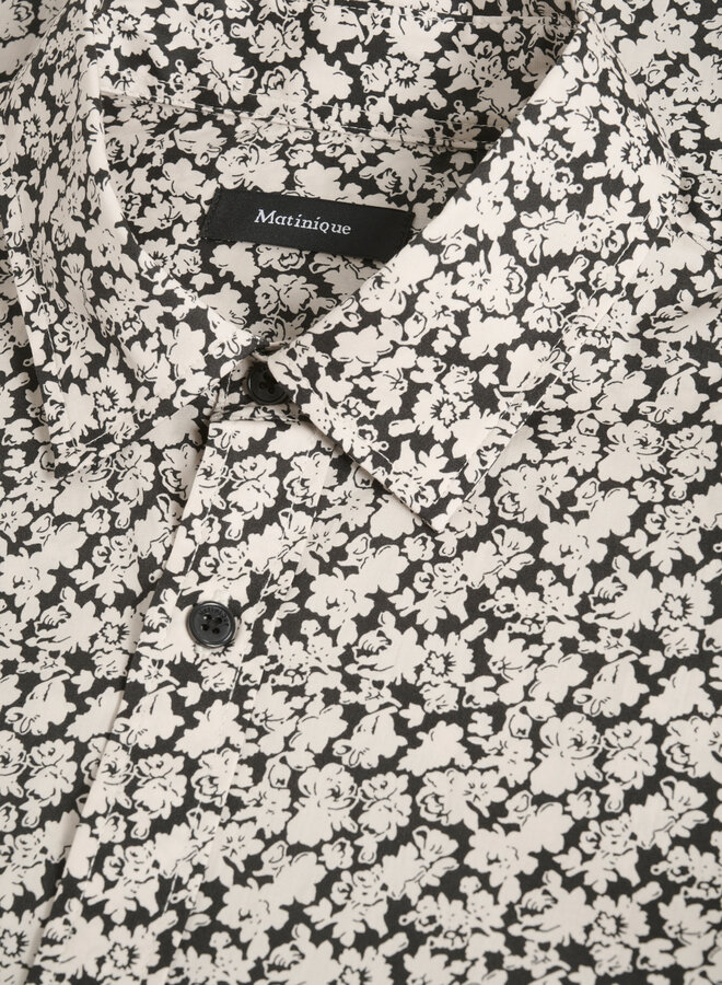 Chemise Matinique Trostol noire à fleurs blanc cassé