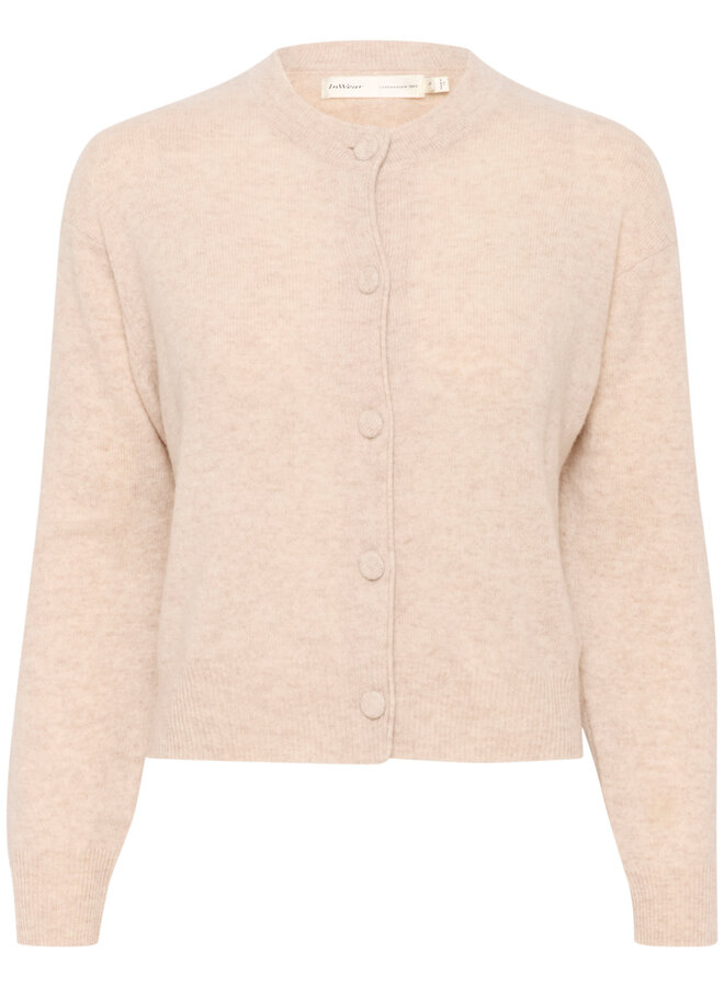 Cardigan InWear Monika à col rond boutonné beige avoine