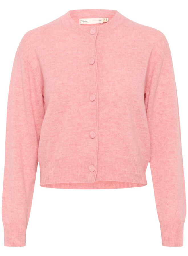 Cardigan InWear Monika à col rond boutonné rose sorbet