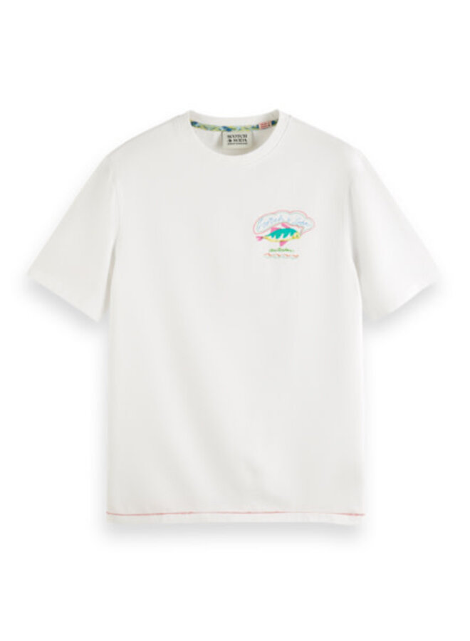 T-shirt Scotch & Soda blanc à imprimé poisson