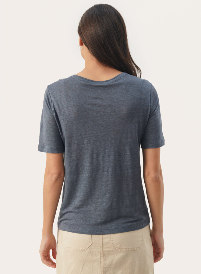 T-shirt Part Two Emme en lin bleu graphite