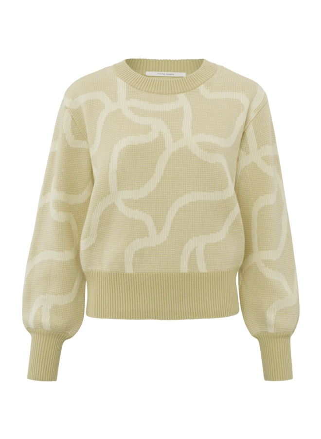 Tricot Yaya jaune à motif blanc cassé