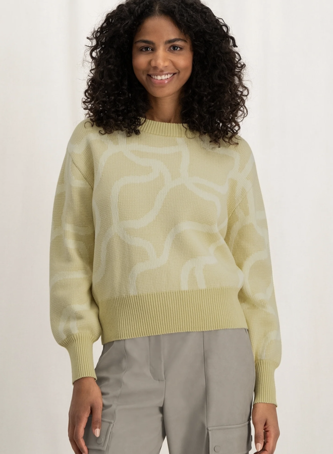 Tricot Yaya jaune à motif blanc cassé