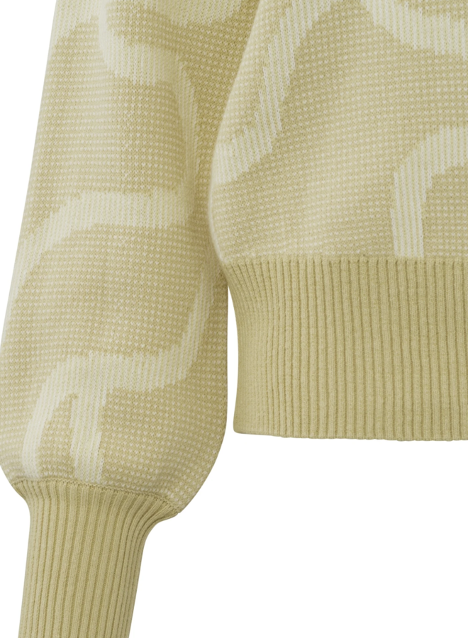 Tricot Yaya jaune à motif blanc cassé