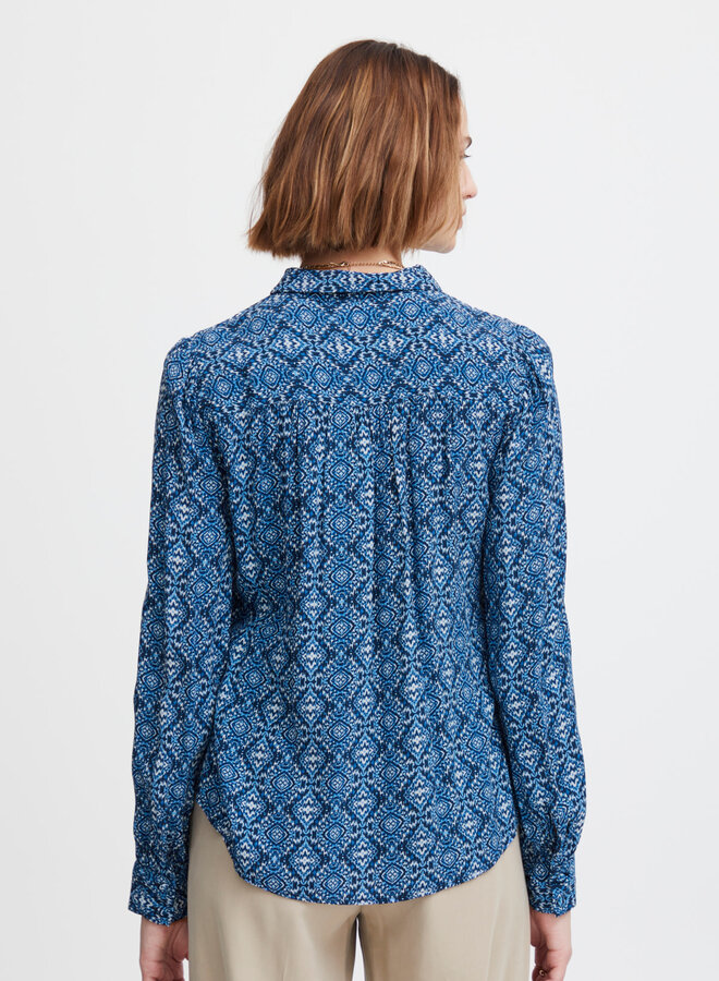 Blouse Atelier Rêve Noella imprimée bleue