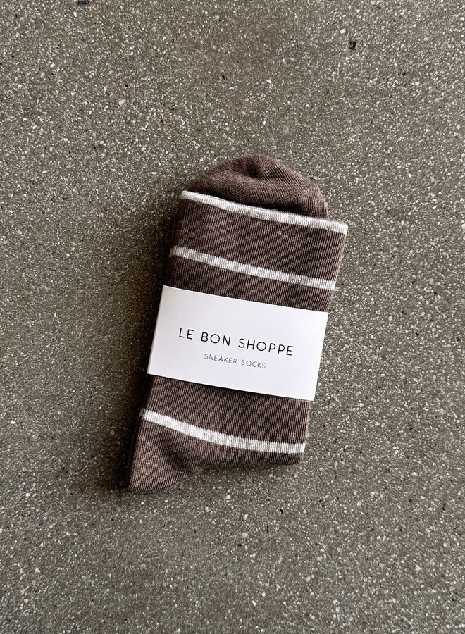 Bas Le Bon Shoppe Wally brun mocha chiné rayés écrus