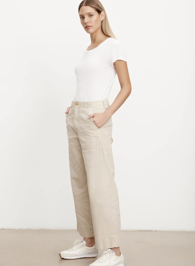 Pantalon Velvet Mya en coton beige délavé