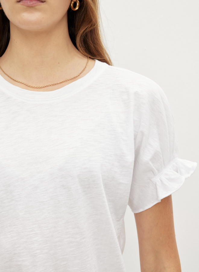 T-shirt Velvet Mimi à manches courtes plissées blanc