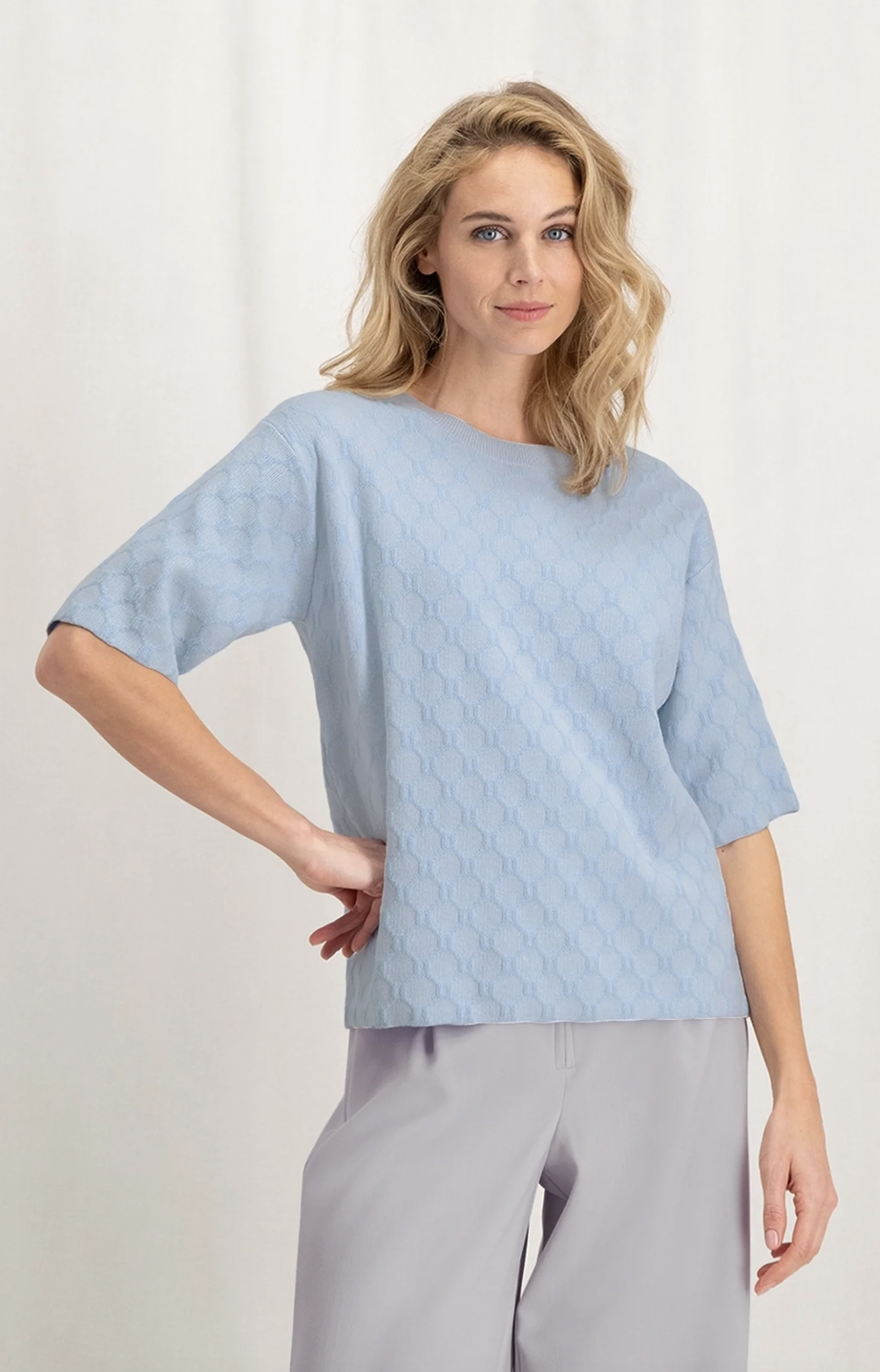 Tricot Yaya hexagones bleu p le s t r a u s s