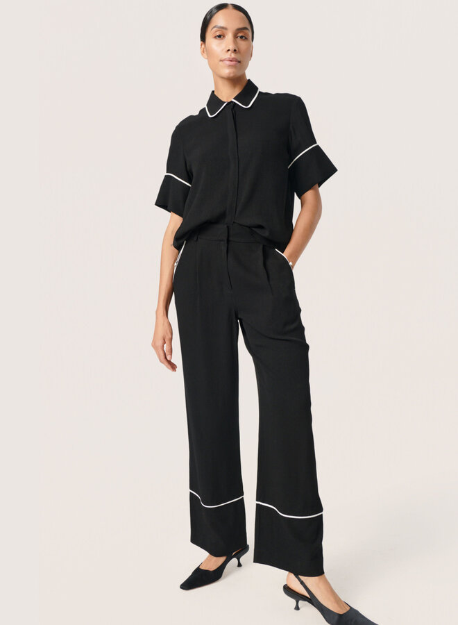 Pantalon Soaked in luxury Guilia noir bordé écru