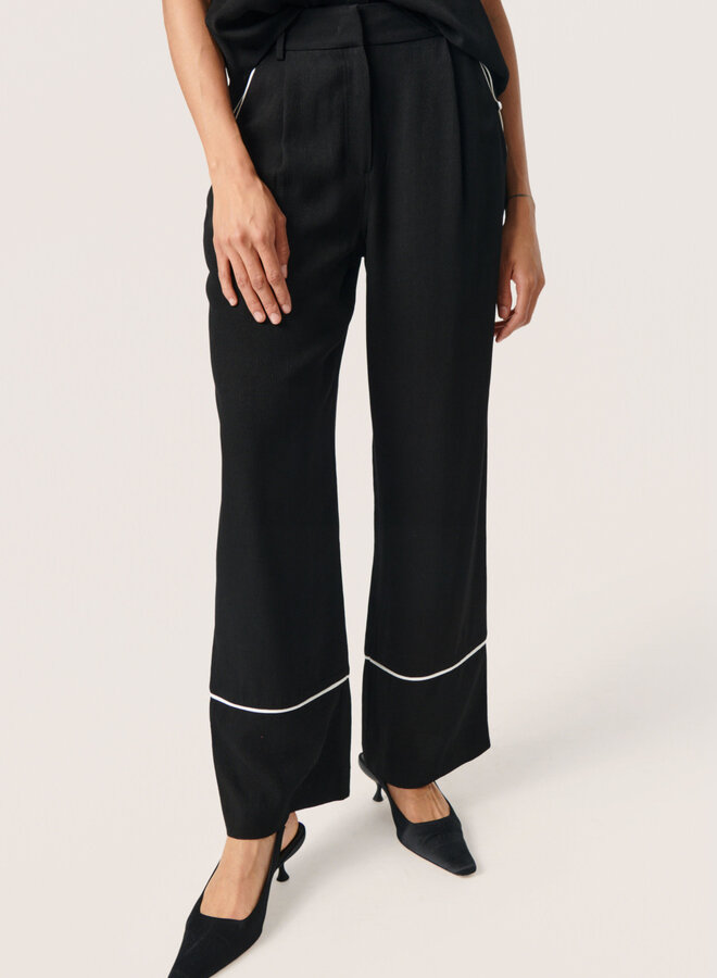 Pantalon Soaked in luxury Guilia noir bordé écru