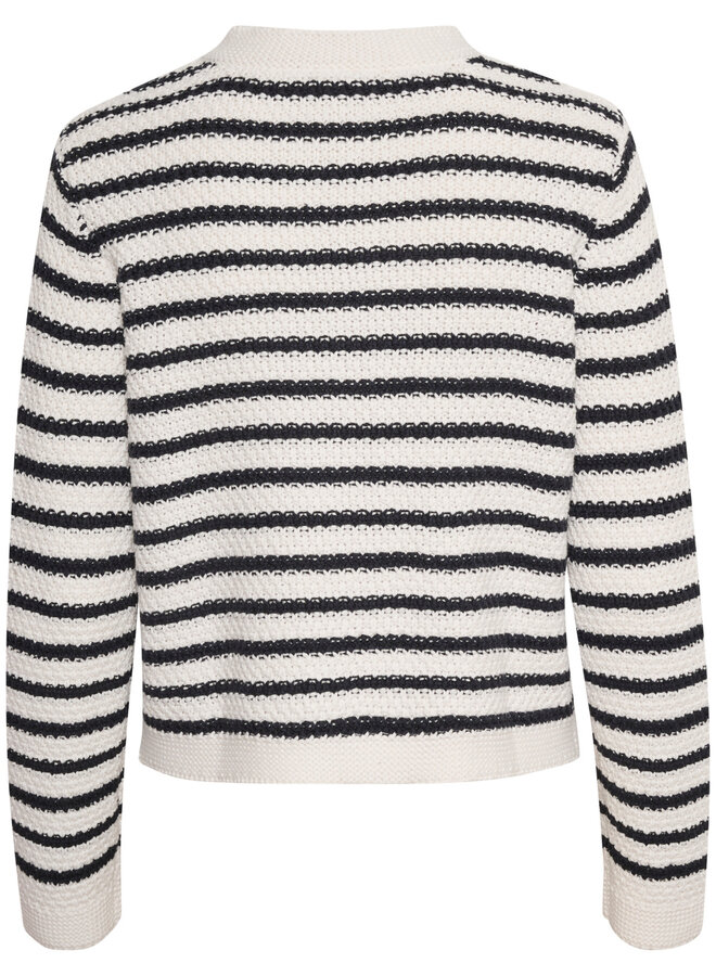Cardigan Part Two Elmie écru rayé bleu marine