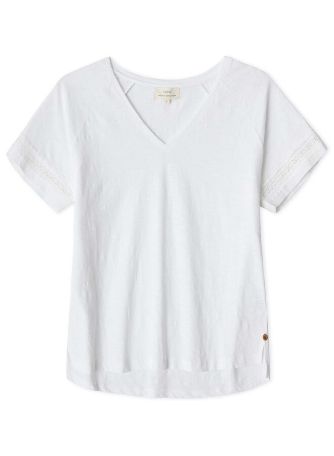T-Shirt Yerse Agata à col V blanc