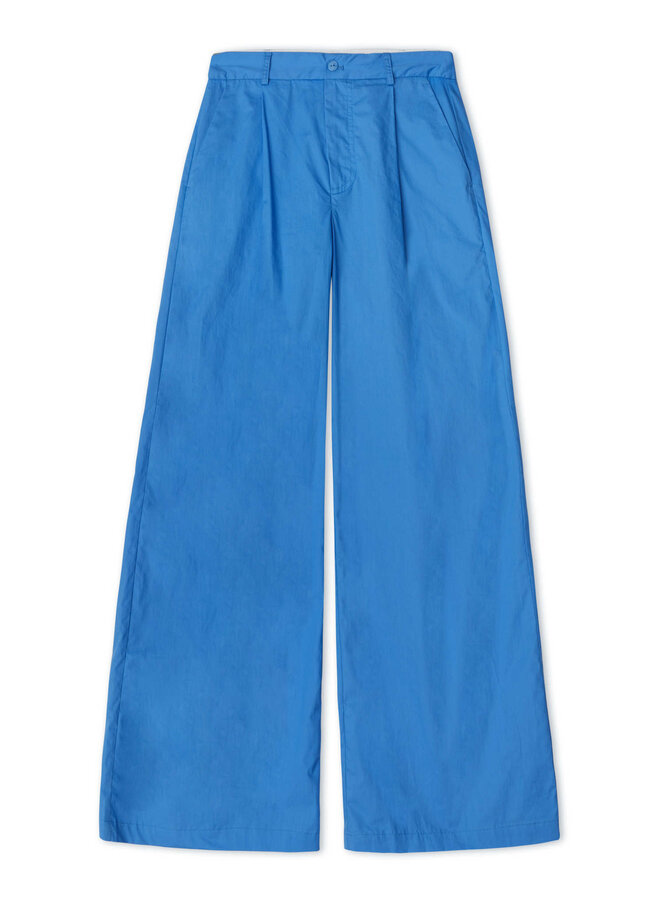 Pantalon Yerse Romy à plis bleu azur