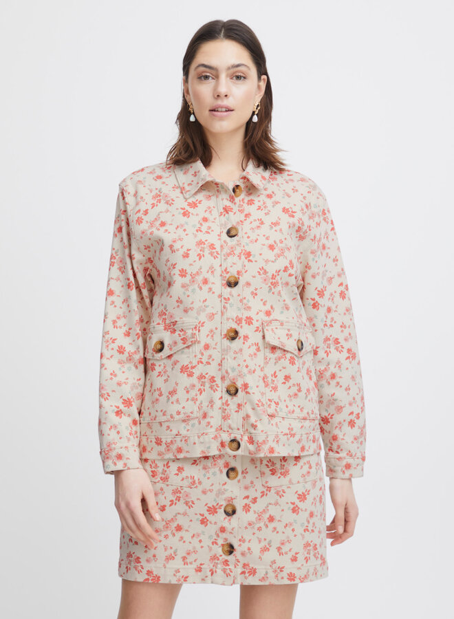 Jacket Atelier Rêve April écru fleuri orange