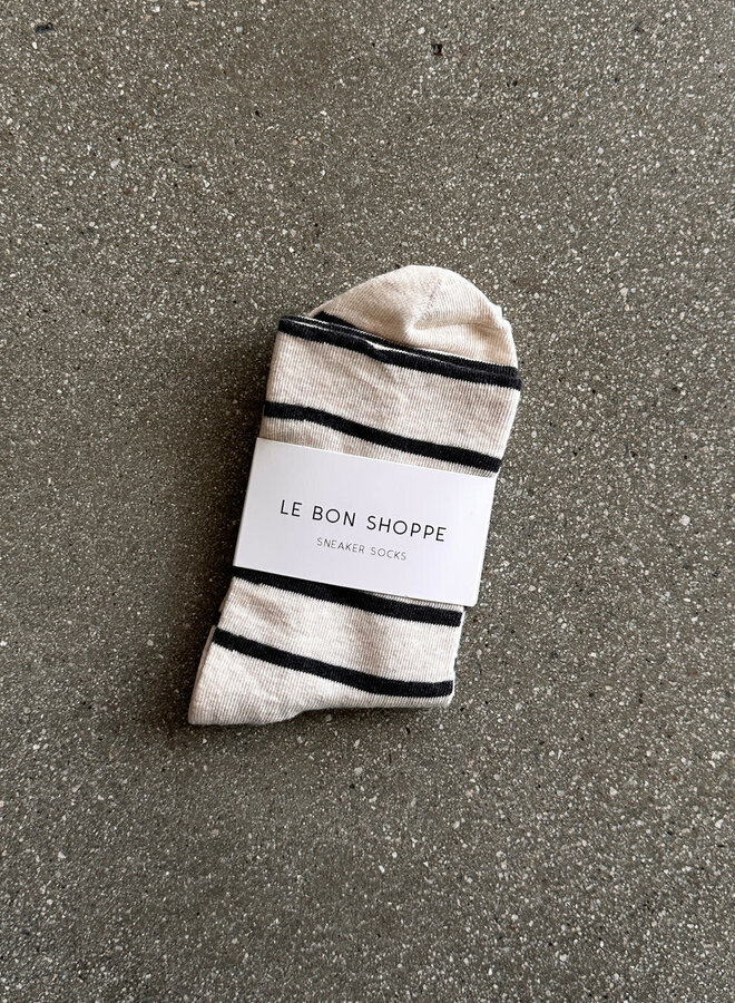 Bas Le Bon Shoppe Wally beige gruau chiné rayés gris charcoal